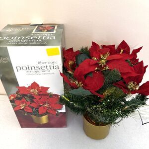 16” Fiber Optic Color Changing Poinsettia Flower Arrangement by Holiday Time